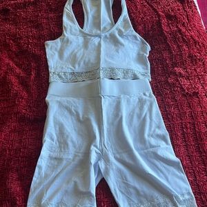 Women two piece top and biker short